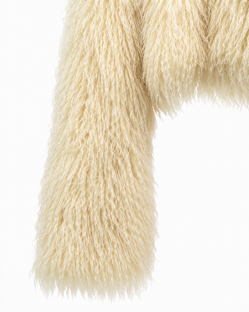 MOGGED FUR JACKET - BUTTER
