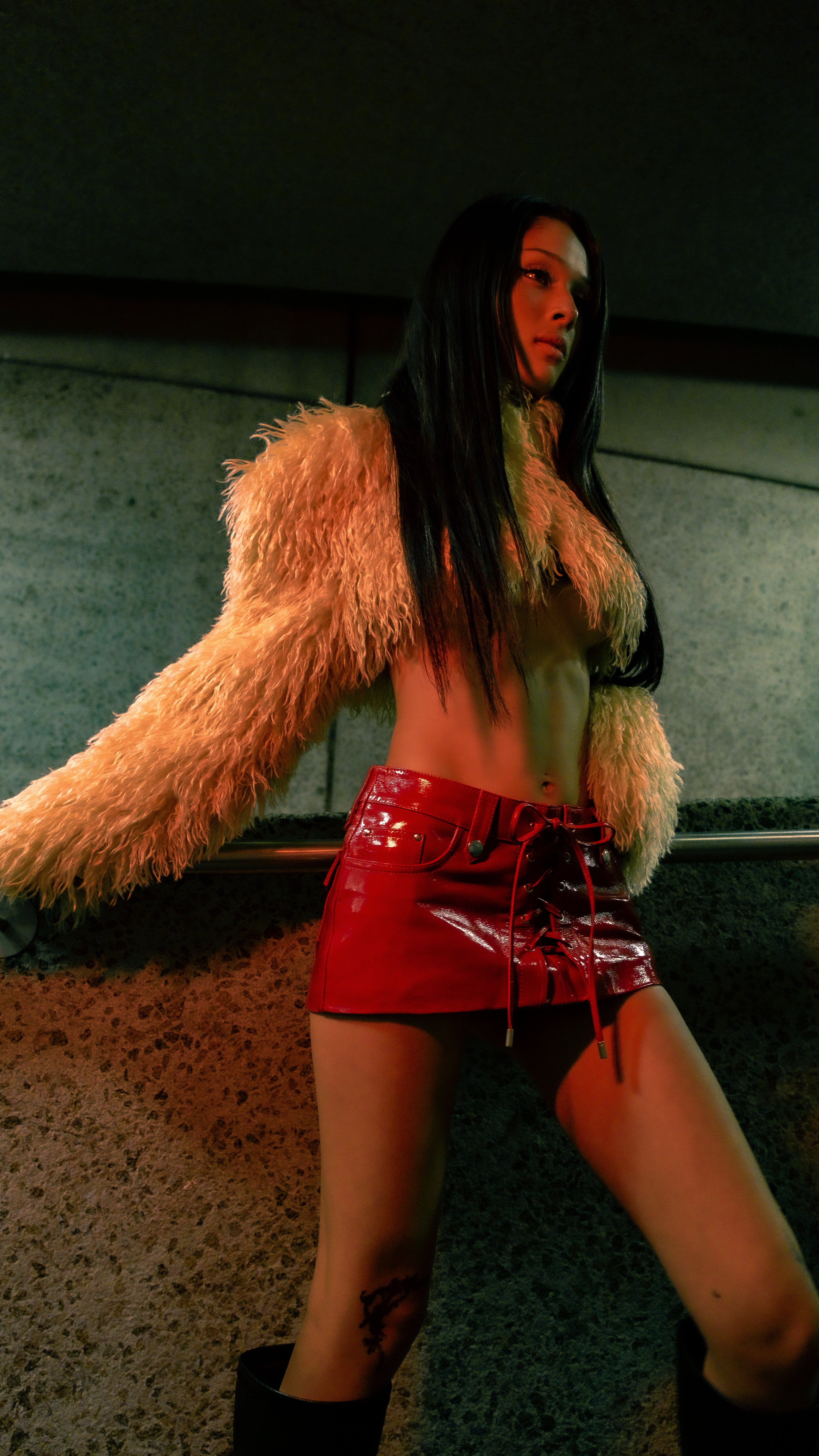 MOGGED FUR JACKET - BUTTER